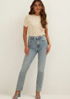 Online Cotton Club Ajour gebreide trui met pailletten lichtzand