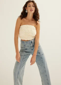 New Cotton Club Bandeau top rose ecru