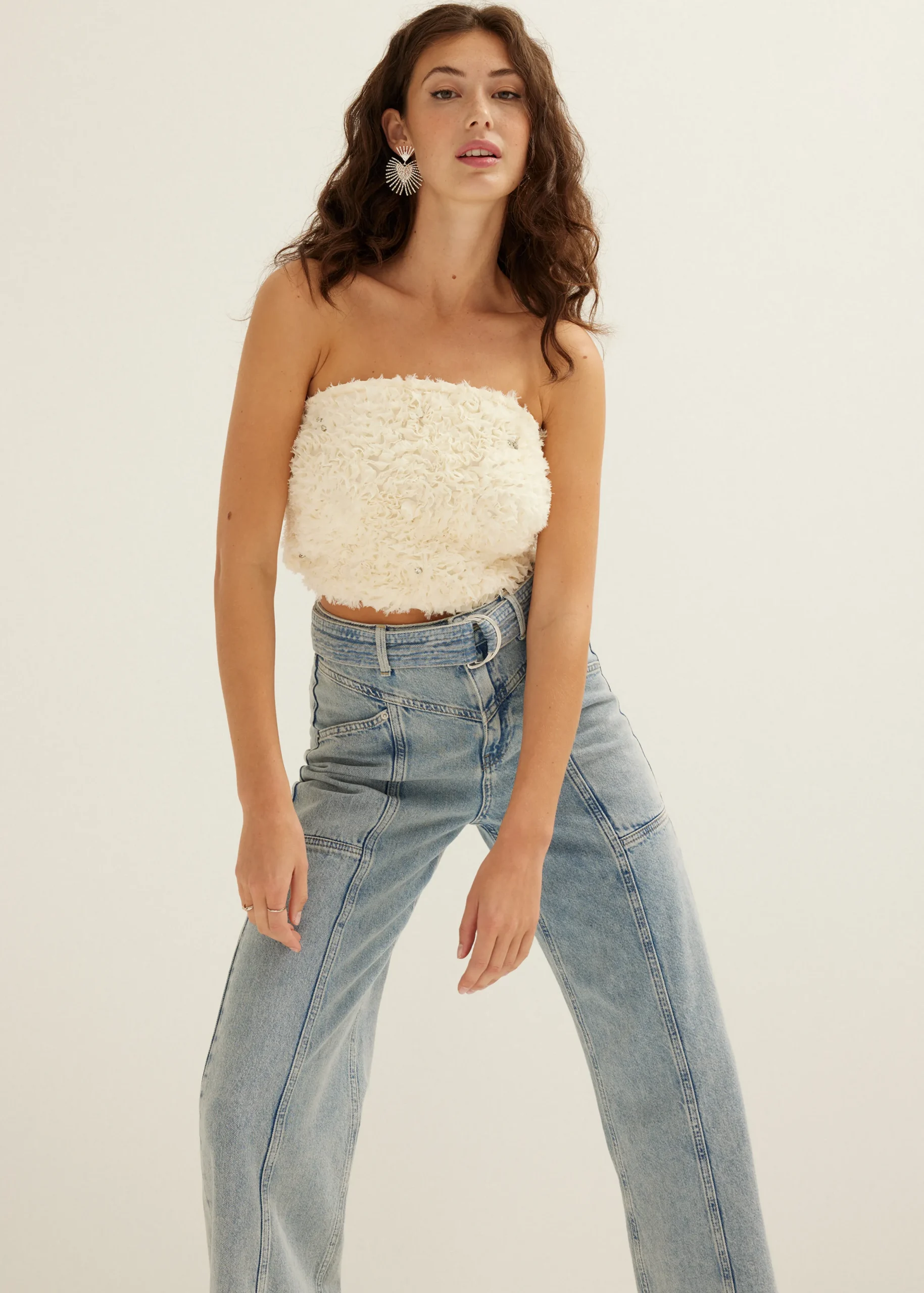 New Cotton Club Bandeau top rose ecru