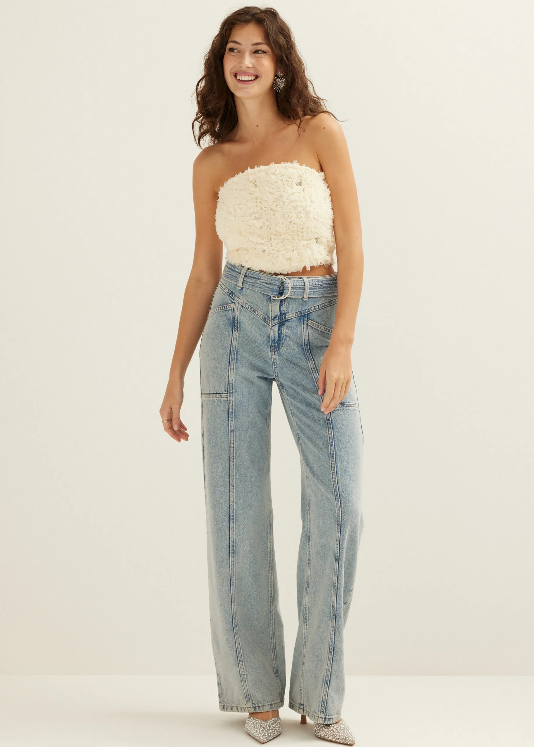 New Cotton Club Bandeau top rose ecru