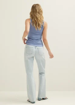 Hot Cotton Club Basic singlet breed met kant middenblauw