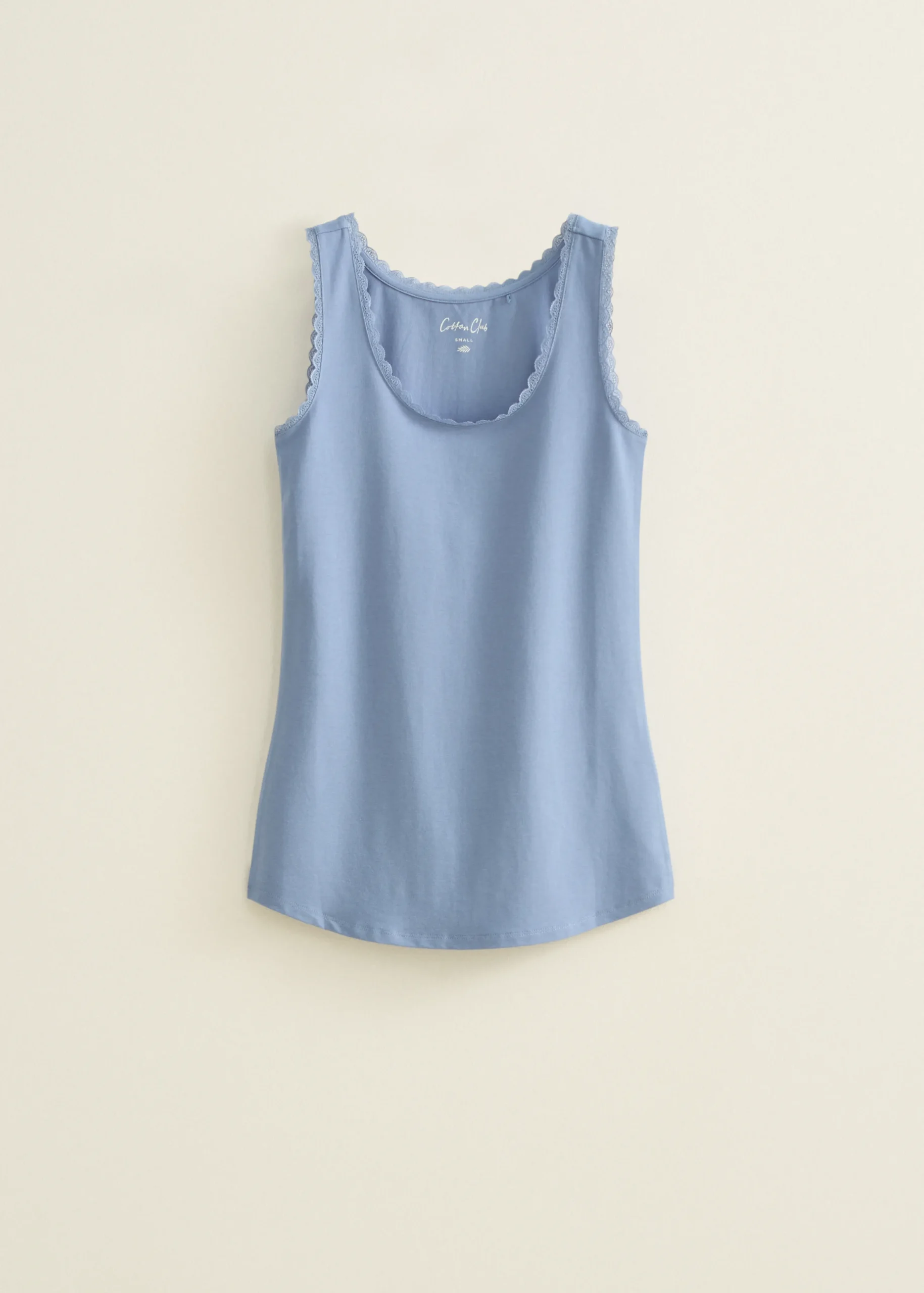 Hot Cotton Club Basic singlet breed met kant middenblauw
