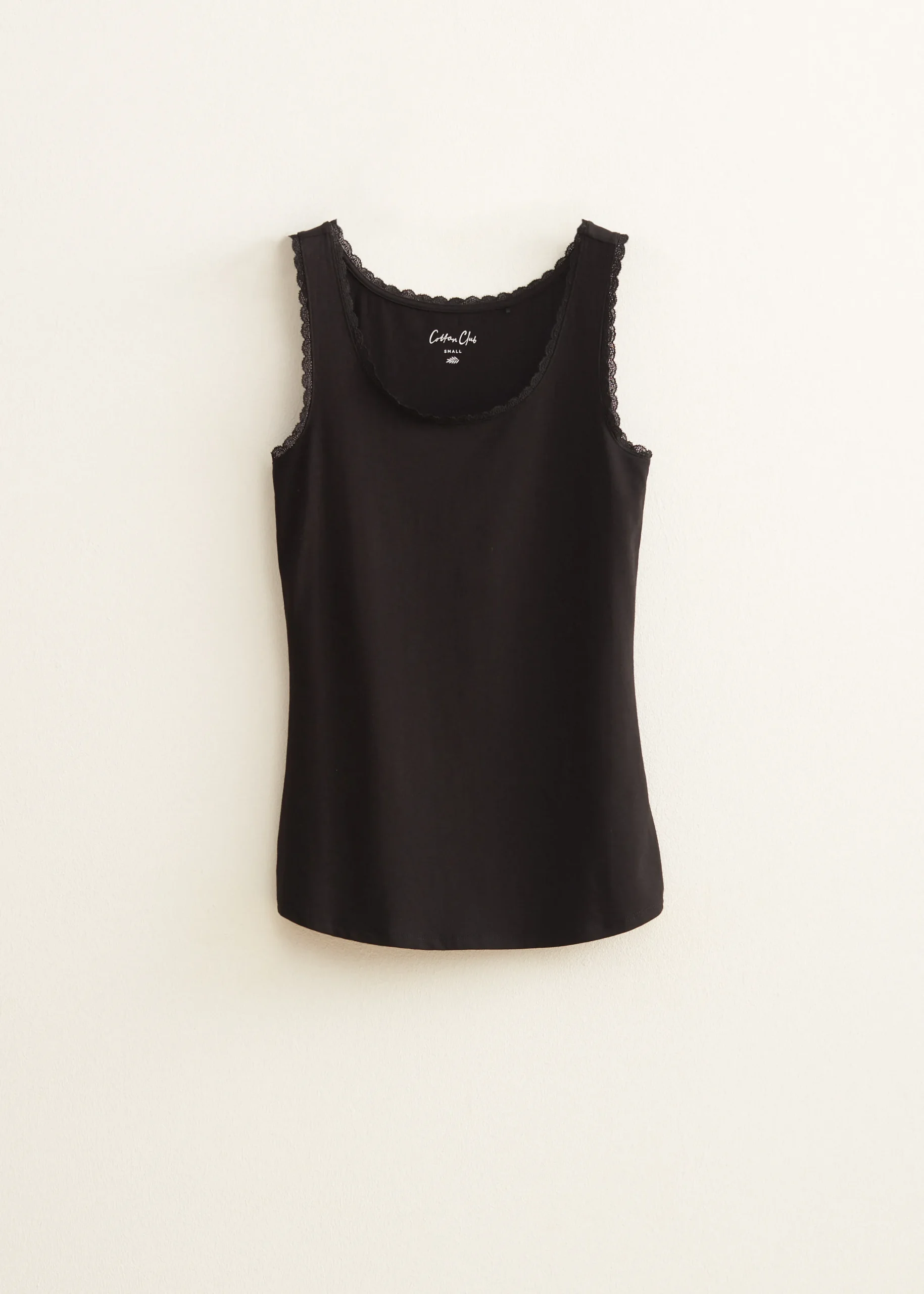 Hot Cotton Club Basic singlet breed met kant zwart