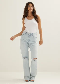 New Cotton Club Basic singlet breed met kant wit