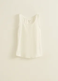 Outlet Cotton Club Basic singlet breed met kant wit,off-white