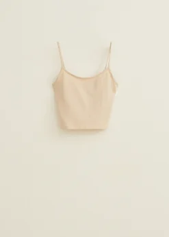 Discount Cotton Club Basic singlet cropped lichtzand