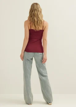 Discount Cotton Club Basic singlet met kant detail bordeaux,licht