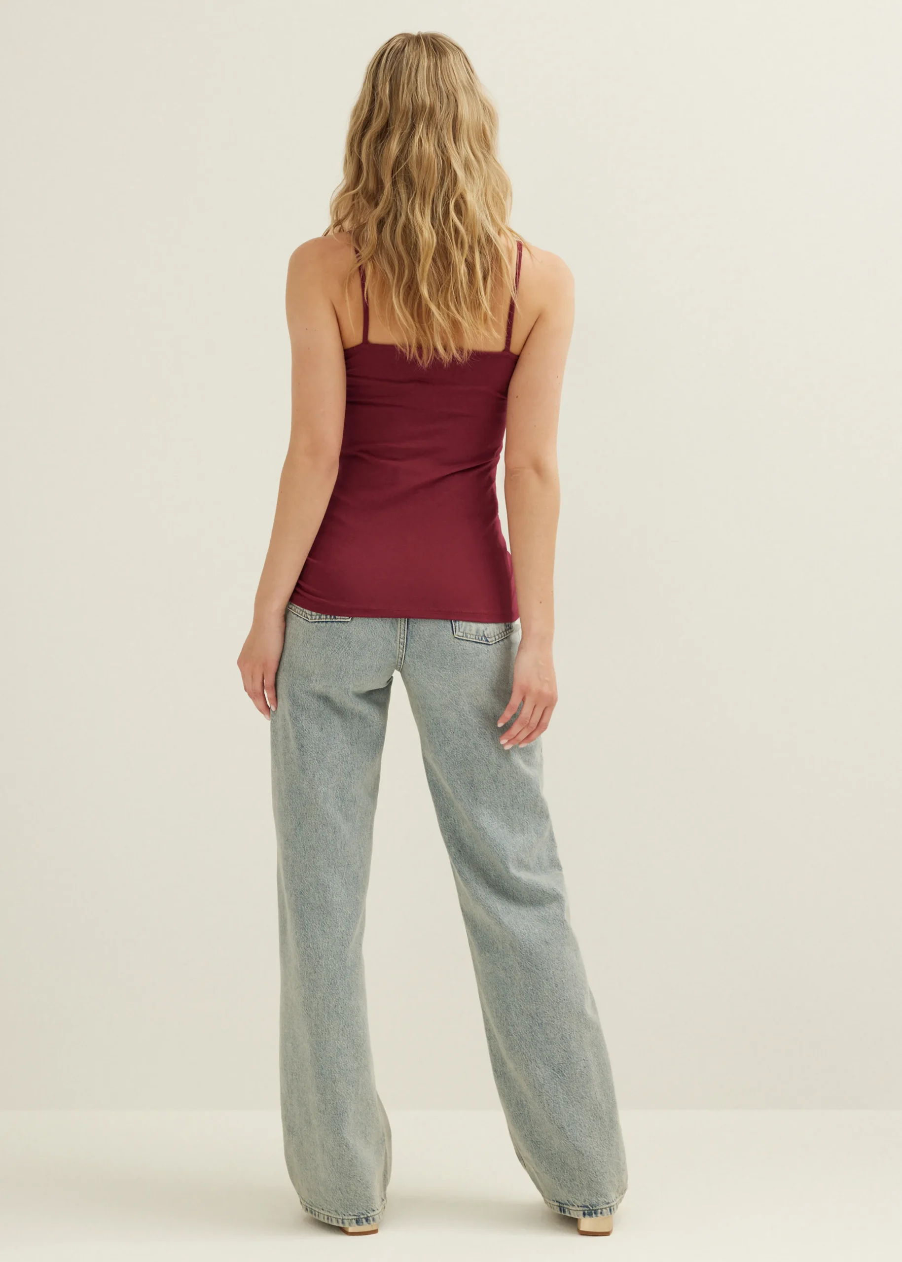 Discount Cotton Club Basic singlet met kant detail bordeaux,licht