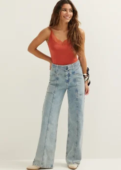 Outlet Cotton Club Basic singlet met kant detail brique