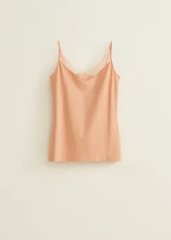 Clearance Cotton Club Basic singlet met kant detail peach,midden