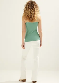 Discount Cotton Club Basic singlet met kant detail mint,donker