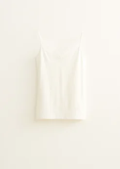 Sale Cotton Club Basic singlet met kant detail wit,off-white