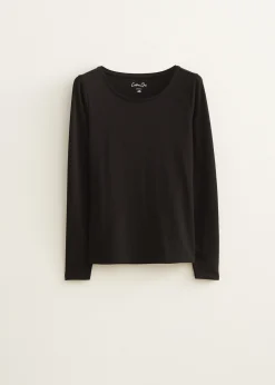 Sale Cotton Club Basic top met lange mouwen zwart
