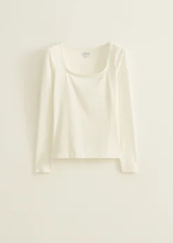 Hot Cotton Club Basic t-shirt lange mouw wit,off-white