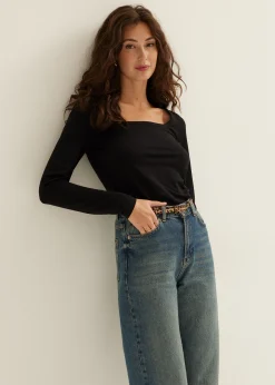 Hot Cotton Club Basic t-shirt lange mouw zwart