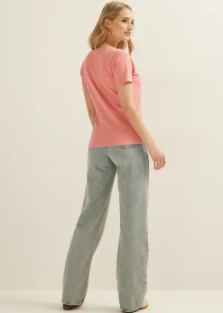 Sale Cotton Club basic t-shirt met v-hals lichtroze