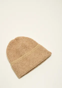 Clearance Cotton Club Beanie met lurex camelgemêleerd