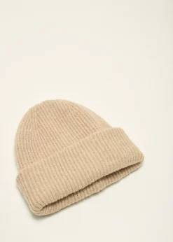 Sale Cotton Club Beanie met rib zandgem&ecirc;leerd