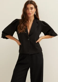 Sale Cotton Club Blazer met pofmouw zwart