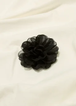 Hot Cotton Club Bloemen broche met lurex zwart