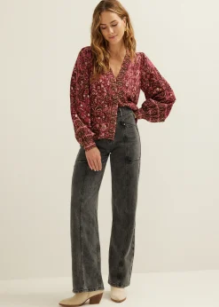 Sale Cotton Club Blouse bloemenprint bordeaux,licht