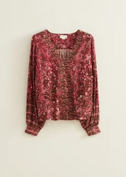 Sale Cotton Club Blouse bloemenprint bordeaux,licht