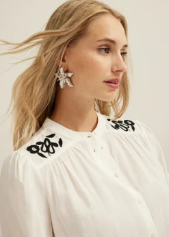 New Cotton Club Blouse geborduurde bloemen wit,off-white