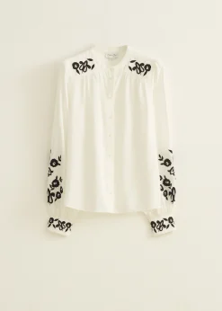 New Cotton Club Blouse geborduurde bloemen wit,off-white