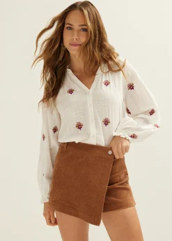 Fashion Cotton Club Blouse geborduurde bloemen wit,off-white