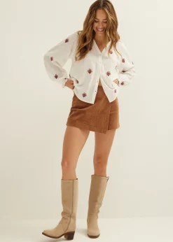Fashion Cotton Club Blouse geborduurde bloemen wit,off-white