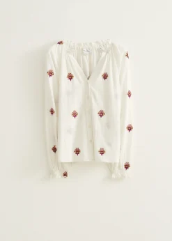 Fashion Cotton Club Blouse geborduurde bloemen wit,off-white