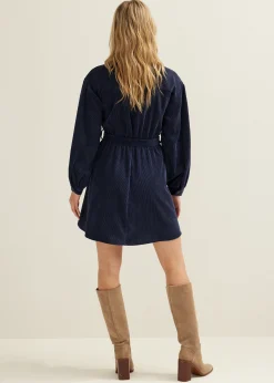 Clearance Cotton Club Blouse jurk van corduroy donkerblauw