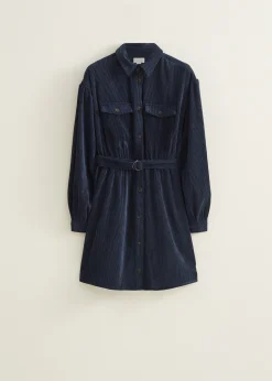 Clearance Cotton Club Blouse jurk van corduroy donkerblauw