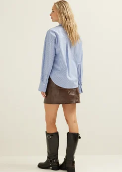 Sale Cotton Club Blouse met elastiek detail middenblauw