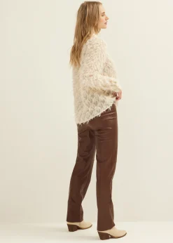 Best Cotton Club Blouse met furry details lichtzand