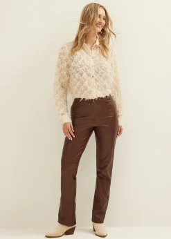 Best Cotton Club Blouse met furry details lichtzand