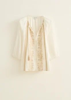 Clearance Cotton Club Blouse met geborduurde details wit,off-white