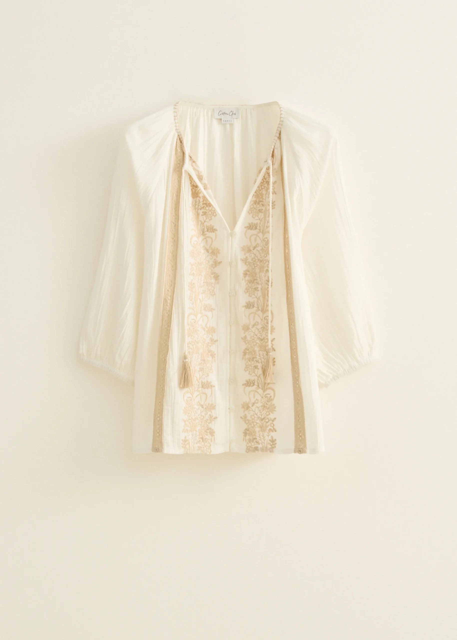 Clearance Cotton Club Blouse met geborduurde details wit,off-white