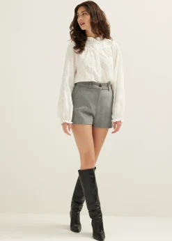 Best Cotton Club Blouse met jacquard bloemen wit,off-white