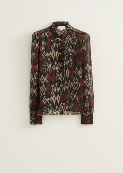 Clearance Cotton Club Blouse met print middenbruin