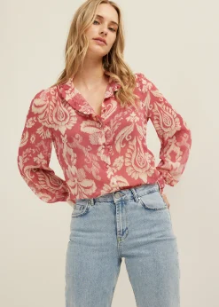 Outlet Cotton Club Blouse met print mauve
