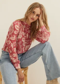 Outlet Cotton Club Blouse met print mauve