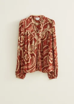 New Cotton Club Blouse met print middenzand