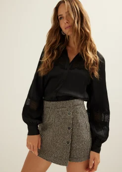 Hot Cotton Club Blouse met satijnen look zwart