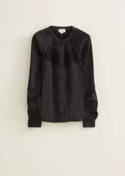Hot Cotton Club Blouse met satijnen look zwart