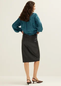 Online Cotton Club Blouse met satijn look donkeraqua