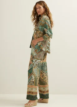 Online Cotton Club Blouse met scarf print meerkleurig