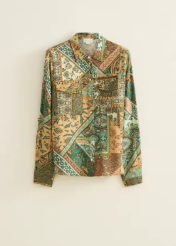 Online Cotton Club Blouse met scarf print meerkleurig