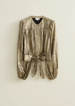 New Cotton Club Blouse met strik goud