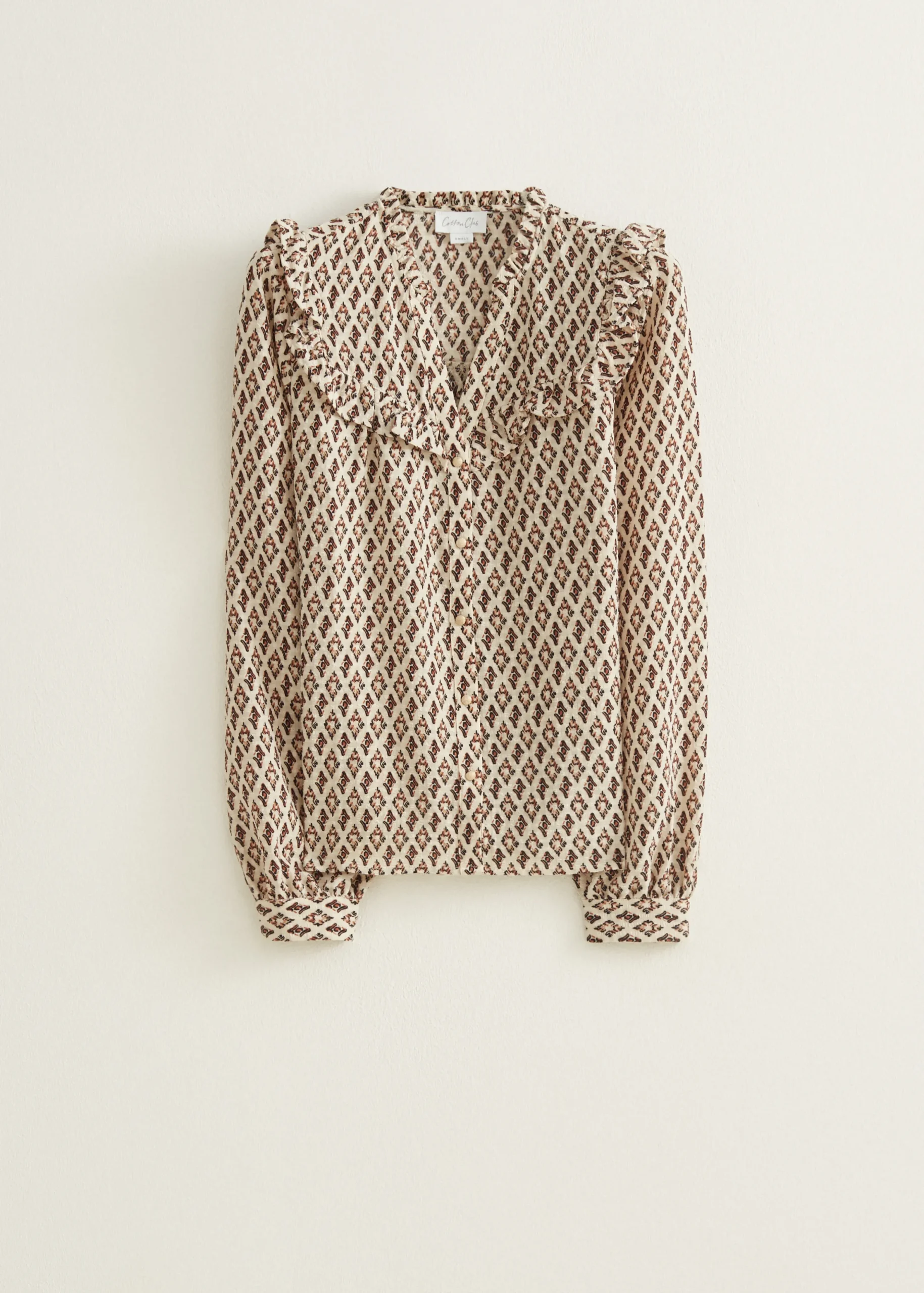 Sale Cotton Club Blouse met structuur lichtzand